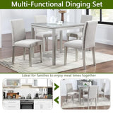 Ball & Cast 5 Piece Dining Table Set,Kitchen Table Set for 4 W/ 34.5" Square Wooden Dining Table,Living Room Furniture W/ 4 Upholstered Chairs,for Dining Room,Kitchen,Restaurant,Silver Gray Ball & Cast