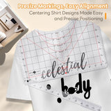 HTVRONT Tshirt Ruler Guide for Vinyl Alignment - Transparent PVC Tshirt Measurement Tool for Heat Press in HTV Vinyl, All-in-ONE T Shirt Ruler to Center Design and Craft Sewing HTVRONT