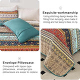 WONGS BEDDING Boho Queen Quilt Set, Green and Brown Bohemian Queen Quilt Bedding Set, Lightweight Microfiber Bed Decor Bedspread for All Season 96"x90"(3 Pieces) WONGS BEDDING