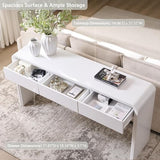 Aitjunz 63'' Console Table with 3 Drawers, Modern Entryway Table with Curved Profile Design, Narrow Long Wood Sofa Table Behind Couch Table for Living Room, Hallway, Foyer, White Aitjunz