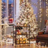 TUTOTAK Bar Cart, Serving Cart for Home, Microwave Cart, Drink Cart, Mobile Kitchen Shelf with Wine Rack and Glass Holder, Rolling Beverage Cart BC01BB030 TUTOTAK