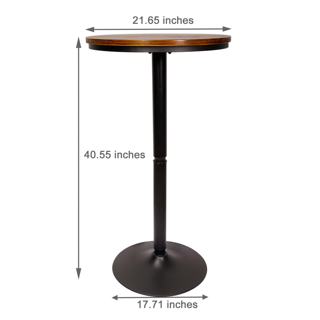 VILAVITA Round Bar Height Bistro Pub Table - Natural Wood Top, Heavy Metal Frame, 21.7 Inch Top, 40.5 Inch Height VILAVITA
