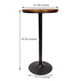 VILAVITA Round Bar Height Bistro Pub Table - Natural Wood Top, Heavy Metal Frame, 21.7 Inch Top, 40.5 Inch Height VILAVITA