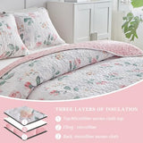 Floral Quilt Set Twin Size 68x86 with Pink Yellow Flower Soft Microfiber Lightweight Coverlet Bedspread Reversible Summer 2pc Quilted Bedding Set Bed Cover for All Season (1 Quilt+ 1 Shams) UOZZI BEDDING
