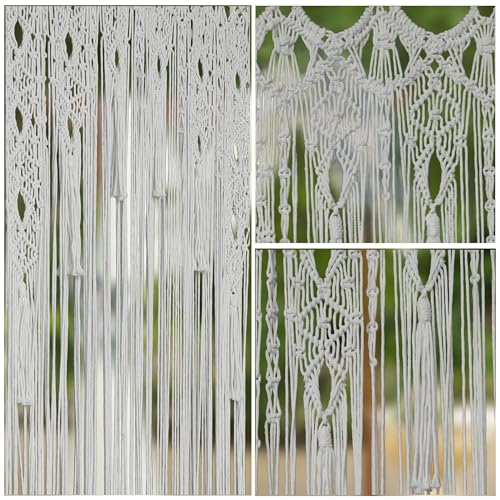 Atsweetlife Macrame Curtain Handmade Boho Doorway Curtains,Backdrop Panel Hippie Door Hanging Wedding Decor Curtain Divider Bohemian Cover Bedroom (Natural, 90×200cm/35×79in, Gradient) Atsweetlife