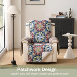 Chindar Patchwork Printed Recliner Chair Covers, Soft Quilted Lazy Boy Chair Covers, Pet Friendly Recliner Cover for Sofa Couches, Washable Armchair Slipcovers Covers (Recliner 22", Patchwork Red)