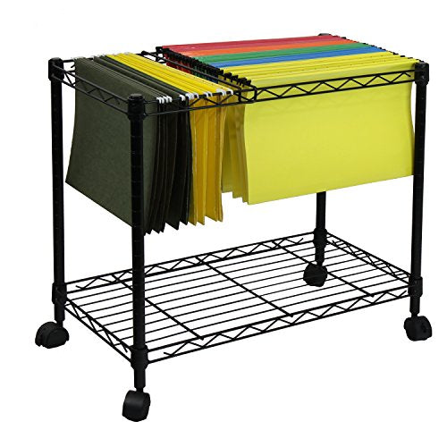 Oceanstar Portable 1-Tier Metal Rolling File Cart, Black,24 in - WoodArtSupply