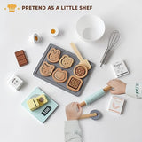 PairPear Wooden Toy Cookies and Baking Set,Kids 28 Pieces Play Food Toy Kitchen Playset,Pretend Play Kitchen Accessories Gift for Boys and Girls 3 Years and up. PairPear