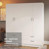 Madesa 4 Doors 4 Drawers Storage Cabinet Wardrobe with Shelves and Hanging Space 63" L Wooden Armoire Closet Organization Unit for Bedroom and Office (White) Madesa