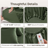 California Design Den 100% Cotton Twin Sheets Set - Luxury 600 Thread Count, Sateen Weave, Deep Pocket Twin Bed Sheets Cotton Set, Hotel Quality Bedding - Dark Olive Green California Design Den