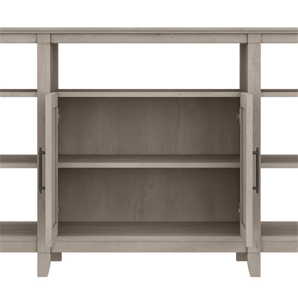 Bush Furniture Key West Tall TV Stand with Set of 2 Bookcases in Washed Gray, Farmhouse Entertainment Center for 65 Inch Television Bush Furniture