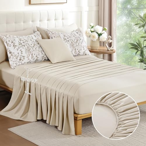 WONGS BEDDING Comforter Set King Size, 8 Pieces Brown Floral Botanical Comforter Sets, Bed in a Bag Soft Lightweight Microfiber Bedding Sets for All Seasons (90"x104") WONGS BEDDING
