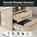 ModernMate Standing Desk with 4 Drawers, 47.2 x 23.6 Inch Whole Piece Height Adjustable Electric Sit Stand Desk, Computer Home Office Workstation with Open Storage Shelf, Light Walnut ModernMate