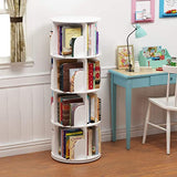 Intexca 4-Tier 360° Rotating Stackable Bookshelf Organizer in White Intexca