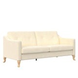Mr. Kate Tess Sofa with Soft Pocket Coil Cushions, Small Space Living Room Furniture, White Linen Mr. Kate