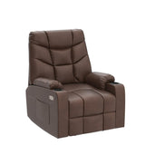 YITAHOME Electric Power Lift Recliner Chair for Elderly, Faux Leather Recliner Chair with Massage and Heat, Spacious Seat, USB Ports, Cup Holders, Side Pockets, Remote Control (Dark Brown) YITAHOME