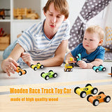 6 Pieces Wooden Mini Car Wooden Car Ramp Race Track Toys for Aged 1 2 3, Wooden Car Ramp Racer Toy Replacement Vehicle Set Race Car Party Favors Lragvtbk