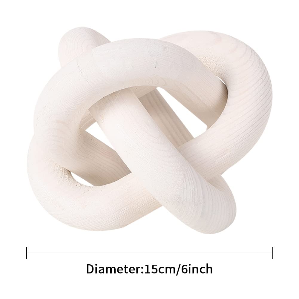 Wood Knot Chain Link Decor - 3 Link Boho Wooden Hand Carved Decorative Wooden Links Knots for Coffee Table Entryway Modern Farmhouse Shelf Decoration DEERWIN