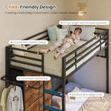 DICTAC Twin Over Twin Bunk Bed with 8 Storage Drawers and Led Lights Metal Bunk Beds with Storage Headboard and Charging Station,L-Shaped bunk Bed for Kids/Teen with Safety Guardrail and Ladder,Black DICTAC