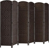 Rose Home Fashion Room Divider, 6 ft Tall Room Dividers and Folding Privacy Screens, 16in Privacy Screen 6 Panel Dark Coffee Space Temporary Wall Foldable Partition Separation Rose Home Fashion