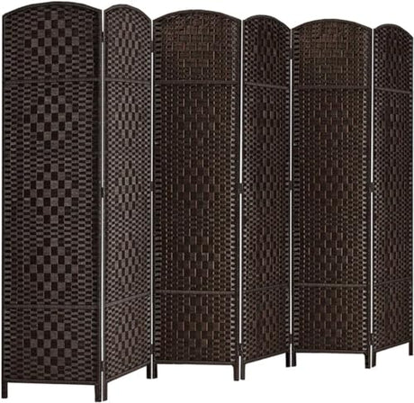 Rose Home Fashion Room Divider, 6 ft Tall Room Dividers and Folding Privacy Screens, 16in Privacy Screen 6 Panel Dark Coffee Space Temporary Wall Foldable Partition Separation Rose Home Fashion