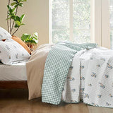 Bedsure Twin Quilt Dorm Bedding - Lightweight Floral Comforter Quilt Twin Extra Long, Green and White Plaid Botanical Bedspread, Reversible Microfiber Coverlet for All Seasons (68"x86") Bedsure