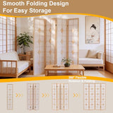 Shoji Room Divider, 67 Inch Tall Japanese Style Room Divider, Folding Privacy Shoji Screen, Dividers for Room Separation, Portable Partition for Home Office - 4 Panel (White) ZFFURN