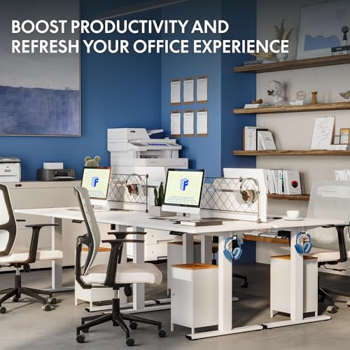 FLEXISPOT One-Piece Electric Standing Desk, 60 x 24 Inches Adjustable Desk with Seamless Desktop, Memory Controller Height Adjustment (White Frame + White Desktop, 2 Packages) FLEXISPOT