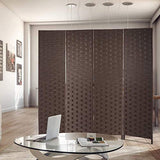 Room Dividers and Folding Privacy Screens 4 Panel 6 ft Foldable Portable Room Seperating Divider, Handwork Wood Mesh Woven Design Room Divider Wall, Room Partitions and Dividers Freestanding, Brown Dkeli