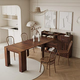 kevinplus 98.4'' Extendable Wood Dining Table with Storage for 6-10, Modern Rectangle Multifunctional Dining Kitchen Table Console Table for Living Room Home Office, Easy Assembly, Walnut kevinplus