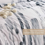 Nanko King Comforter Set 3pc, Art Grey White Printed Pattern Reversible Down Alternative Microfiber Bedding - All Season Duvet and 2 Pillowcases Bed Sets Modern for Women Men, Size 104 x 90 Gray Nanko