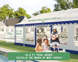 AMERLIFE 20 x 40 FT Party Tent with Rolled Sidewalls, Heavy Duty Wedding Tent for Party Outside with Zinc Alloy Tube & Spiral Stakes, Waterproof Event Shelters, White & Blue AMERLIFE