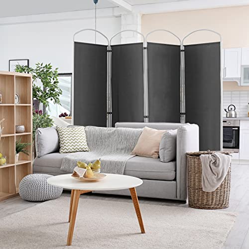 Giantex 6.2Ft Folding 4-Panel Room Divider Grey - 87" Wide Freestanding Foldable Fabric Privacy Screen, Lightweight Portable Partition Wall Divider and Separator for Home Office, Apartment, Studio Giantex