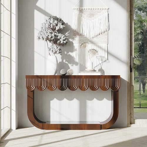 Mid-Century Modern Console Table for Entryway with Fluted 3 Drawers, Sofa Table for Hallway Foyer - Behind Couch Storage, Entryway Table for Living Room Front Door, Entrance Tables DGpoco