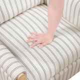 Lexicon Pushback Recliner Chair, Striped Textured Fabric Accent Armchair, Push Back Recliner, Nailhead Trim, Solid Wood Legs, Easy Assembly for Living Room/Office/Apartment, White/Grey Lexicon