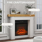 HOMCOM Modern Fireplace Mantel, Freestanding Fireplace Surround with Leg for Electric Fireplaces, 51.2" W x 40.6" H, Natural Wood HOMCOM