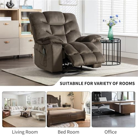 HAOMARKETS Oversized Electric Recliner Chair with Massage and Heat, 41" Wide Power Reclining Chairs with USB Port, Breathable Fabric Overstuffed Reclining Sofa for Living Room Bedroom (No Lift) HAOMARKETS