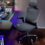 Ergalithic Ergonomic Office Chair-Computer X-Shaped Chair Mesh PU Leather with Adjustable Lumbar Support-Executive Desk Chair High Back with Headrest Flip-Up Arms for Long Hours (Black) Ergalithic