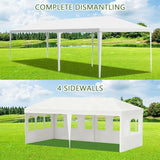 10' x 20' White Gazebo Canopy Tent Featuring 4 Removable Sidewalls, Outdoor Shade Shelter with Transparent Windows, Ideal for Parties, Backyard, Birthdays, Events, Gatherings, Patio, Birthday Usnipoya