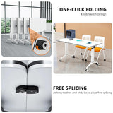 Conference Table, Folding Conference Room Tables with Flip-Top Design, Mobile Seminars Dynamic Meetings Training Tables for Offices, Classrooms, and Meeting Room (Gray, 47.2×15.7×29.5in) Mxespoir