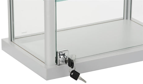 Small Curio Cabinet, Free Standing Glass Display Shelf, Adjustable, Aluminum (Silver Base) Displays2go
