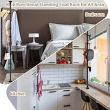 Sempicad Coat Rack Freestanding, 56 to 125 inch Adjustable Tension Rod Coat Hanger with 12 Hooks for Hanging Coat, Jacket, Hat, Scarf, Suitable for Living Room, Balcony, Kitchen Black… Sempicad