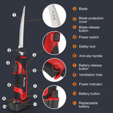 VlOXO Electric Fillet Knife - Cordless with 4 Stainless Steel Blades, Non-Slip Grip, Safety Lock, Includes Storage Case VLOXO