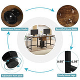 Tribesigns 79 Inch Extra Long Desk, Double Desk with 2 Drawers, Two Person Desk Long Computer Desk with Storage Shelves, Writing Table Study Desk for Home Office, Rustic Brown Tribesigns