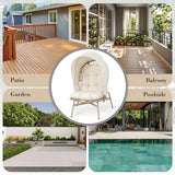 Athena Collection Patio Wicker Egg Chair with Folding Canopy, All-Weather Rattan Patio Lounge Chair with Sun Shade, Balcony Furniture Outside Seating for Front Porch, Garden, Poolside, Outdoor, Beige Athena Collection