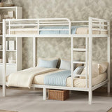 Bellemave Full Over Full Bunk Beds for Adults with Ladder & Full-Length Guardrails, Metal Heavy Duty Full Size Bunk Bed Frame with Sturdy Slats, Noise Free, No Box Spring Needed, White Bellemave