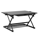 SHW 32-Inch Height Adjustable Standing Desk Converter Riser Workstation, Black SHW