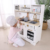 OOOK Kids Play Kitchen Set, Kitchen Set for Kids with Plenty of Play Features,Sink,Oven,Range Hood,Stove,Dishwasher,Coffee Maker,ice Maker and Microwave, Play Kitchen Sets for Kids Ages 4-8 OOOK