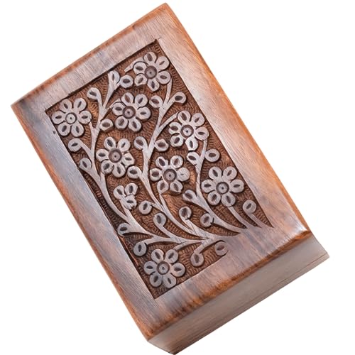 Handcrafted Keepsake Wooden Urn Box for Ashes - Beautiful Wooden Urn Tree of Life Design Handmade Rosewood Cremation Urns - Small Wood Box Cremation