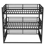 Harper & Bright Designs Heavy Duty Triple Bunk Bed, Full Over Full ove Full Bunk Bed with Ladders, Metal Bunk Beds with Guardrails for Kids, Teens, Adults, Noise-Reduced, Black Harper & Bright Designs